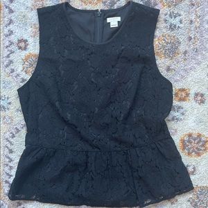 J. Crew black lace peplum tank